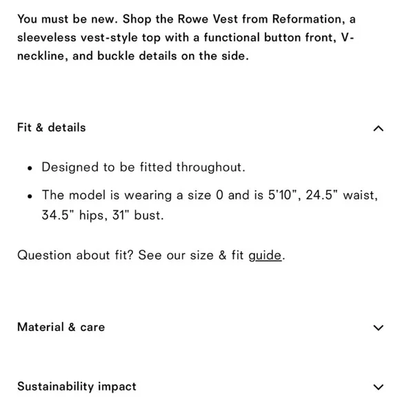 NWT • Rowe vest in black - size 4 - Picture 6 of 9